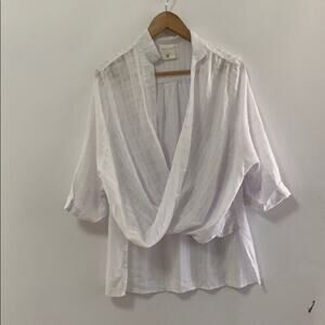 DARAH DAHL WHITE COTTON‎ CROSSOVER BLOUSE S…